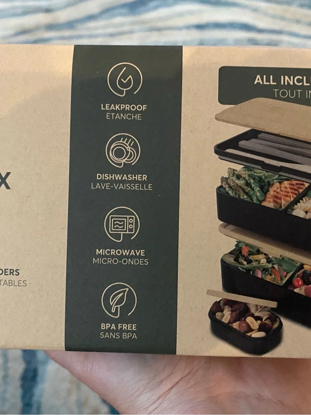 NEW - Bento Box Adult All-In-1 w/4 Utensils, Big Sauce Jar, 2 Dividers